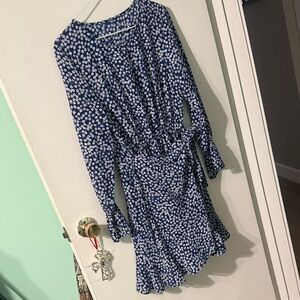 Blue Floral Long Sleeve Dress